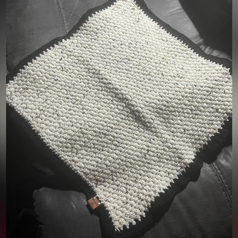 NWT Baby blanket, Lovey, Security Blanket, Neural, specs of color and Back Trim - Picture 2 of 2